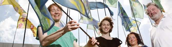 Eisteddfod site decorated with Denbighshire children’s flags